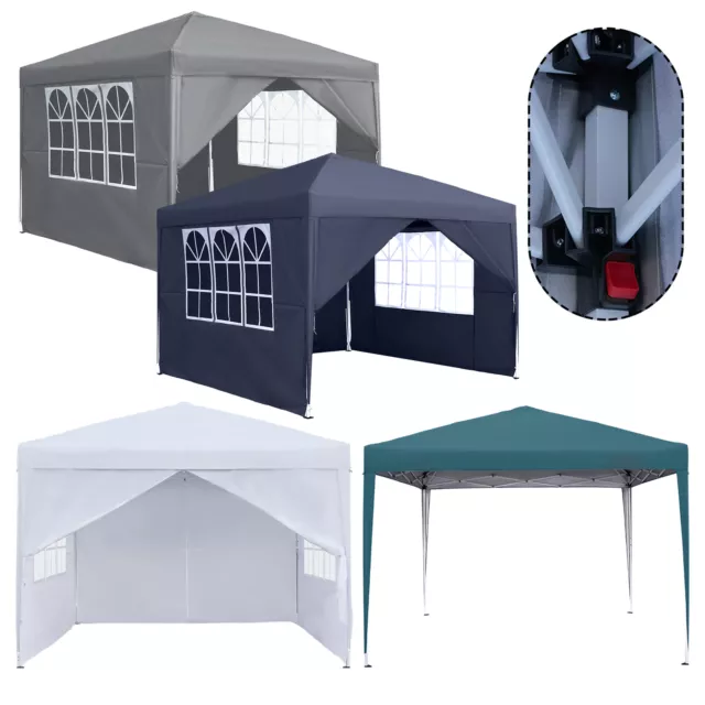 3x3m Faltpavillon Pavillon Gartenpavillon Partyzelt mit 4 Seitenteilen Stabil DE