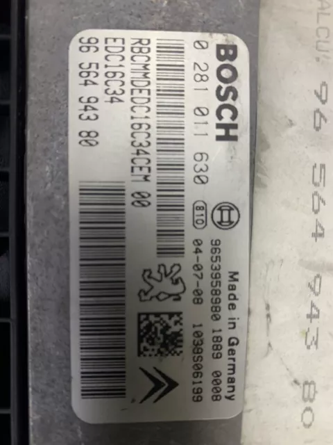 PSA EDC16C34 ECU Calculateur Moteur decodé Immo Off  0281011630 9656494380