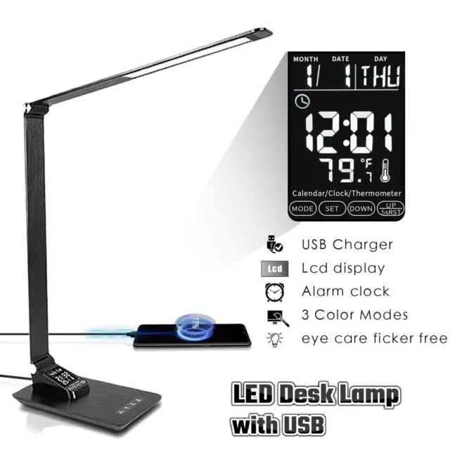 Touch LED Desk Lamp Bedside Night Study Reading Light Table USB Ports Dimmable