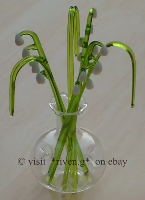 Glass Lily Of The Valley  Sculpture Flowers Gift In A Vase Of Lily And Grasses