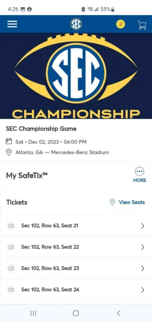 4 Together SEC Championship Tickets Alabama VS Georgia