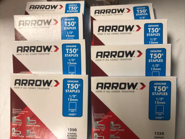 Lot Of 8 Packs Arrow Fastener 50824 Galvanized Steel T50 Staple 3/8 x 1/2 L in.