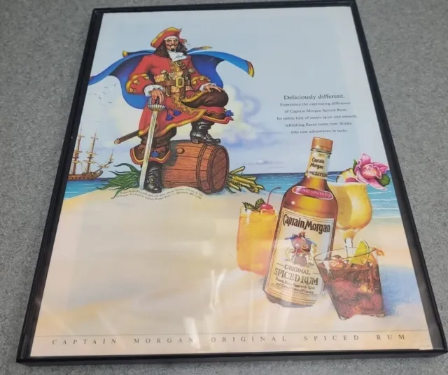 1990 Print Ad CAPTAIN MORGAN Original Spiced Rum Framed 8.5x11