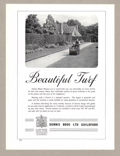 DENNIS BROS LTD of Guildford Lawnmowers Vintage Advert 1951 10.75