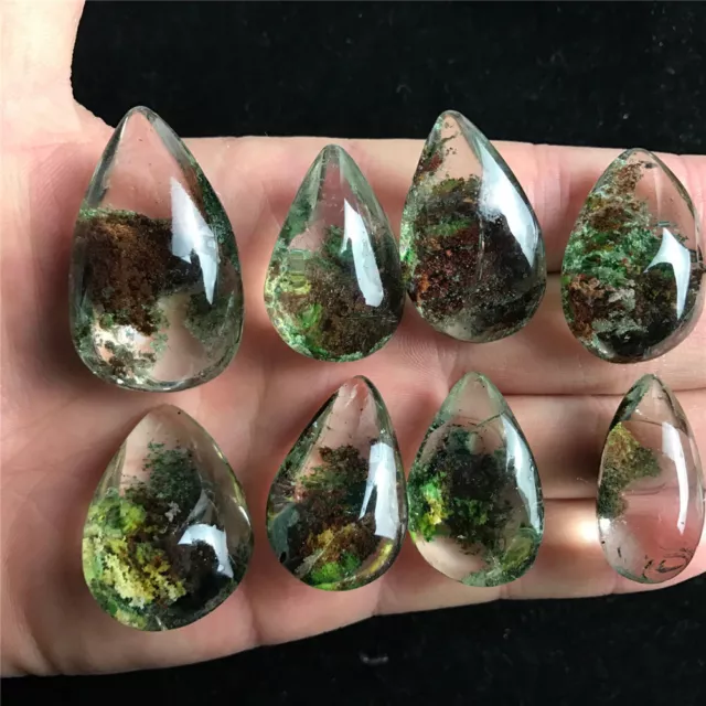 4 PCS Natural Ghost Phantom Quartz Crystal Gems Specimen Healing Pendant