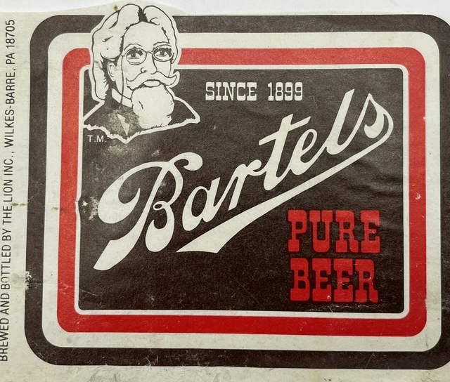 BARTLES PURE BEER Label Lion Inc Brewery Wilkes Barre Pa Vintage