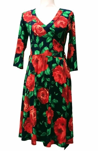 JANETTE FASHION JOHN 3:16 Maxi dress 3/4 sleeve wrap large fall rust  paisley $25.00 - PicClick