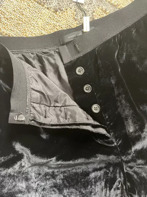 MARC JACOBS / Runway NWT $1600 Black Velvet Cropped Trouser Button Fly Pants / 2 2