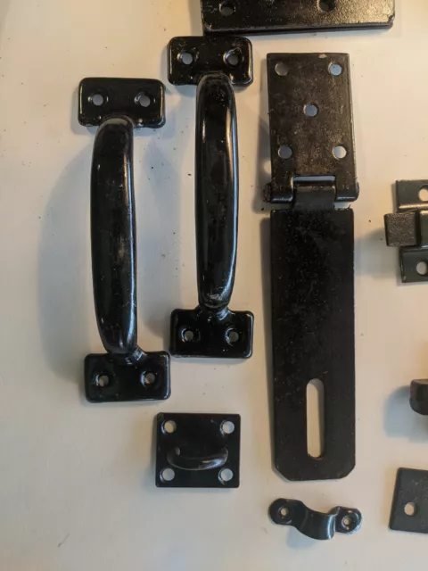 "1900" NOS Double BARN DOOR HARDWARE set, w/HINGES, Latches & LOCKING slide PINS 3