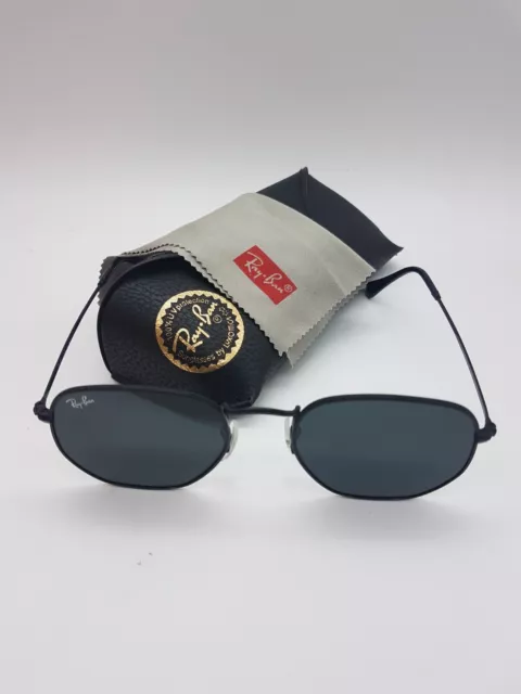 Rayban Used Ladies Gents Hexagonal Sunglasses Black Frame & Lens RB3548N