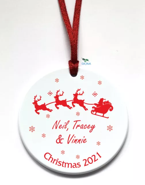 Personalised christmas decoration 2022 Bauble Family names xmas tree ornament