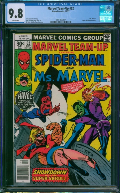 Marvel Team-Up #62 CGC 9.8 NM/MT Wp 1977 Spider-Man & Ms. Marvel Vs Super Skrull