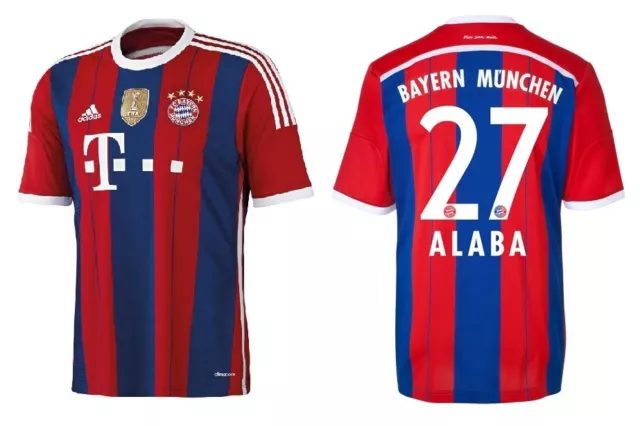 Trikot Adidas FC Bayern 2014-2015 Home WC - Alaba 27 [164 bis XXL] FCB Badge