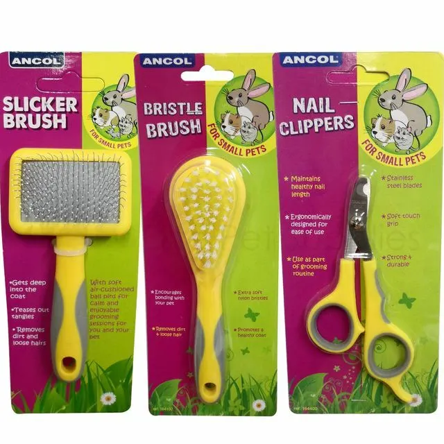 Ancol Small Animal Bristle Slicker Brush Nail Clippers Grooming Tools