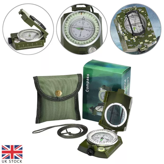 Waterproof Professional Compass Metal Pocket Military Army Sighting Inclinometer