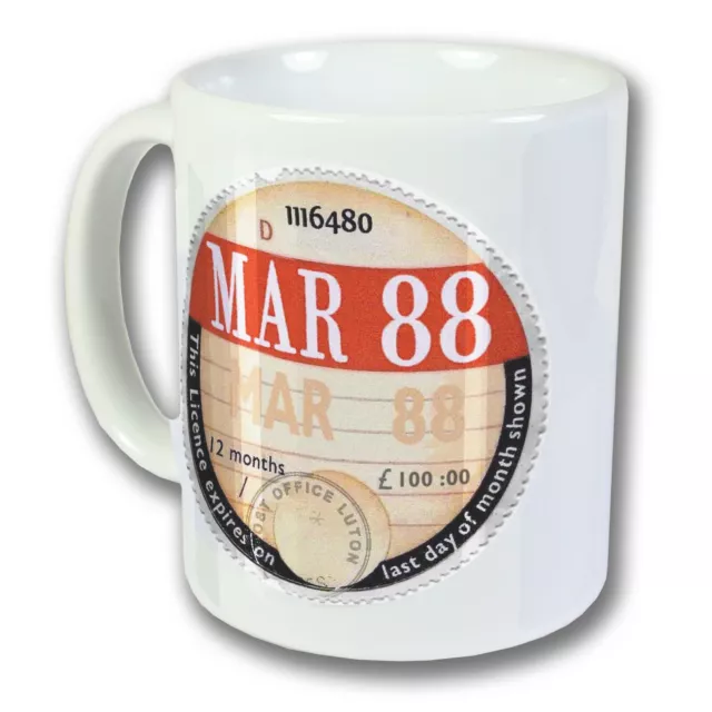 Birthday Mug Retro Tax Disc 1988 select month on Listing January - December 3