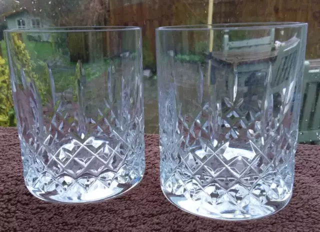 Pair of Crystal Cut Glass Whiskey Tumbler Glasses