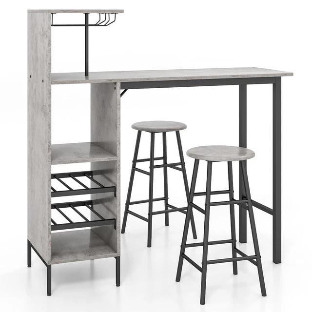 Table De Bar, Table Haute Avec 2 Tabourets Industrielle Pliable Mange Debout Pour Cuisine