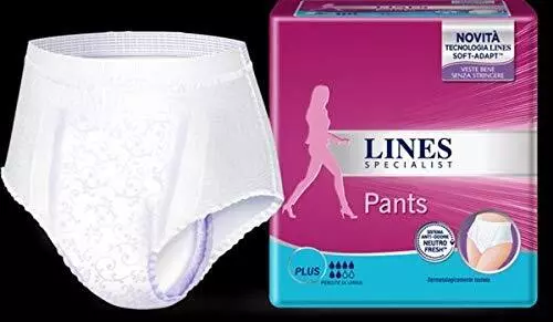 4x Mutandine per incontinenza Lines Pants Plus Large Pannoloni a Mutandina
