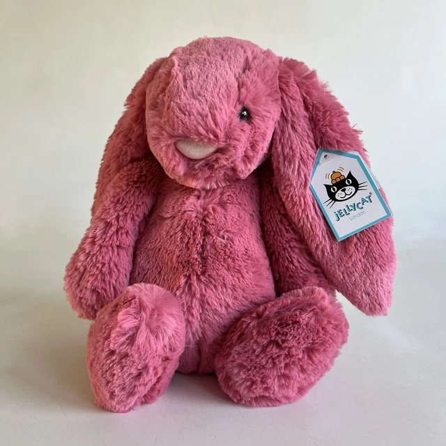 JELLYCAT MEDIUM BASHFUL Cerise Bunny Rabbit Soft Toy Cuddly Plush With