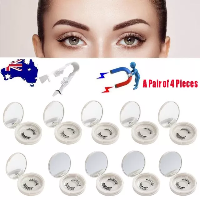 4PCS 3D Magnetic False Eyelashes With Clip For Make up Natural Lash Reusable