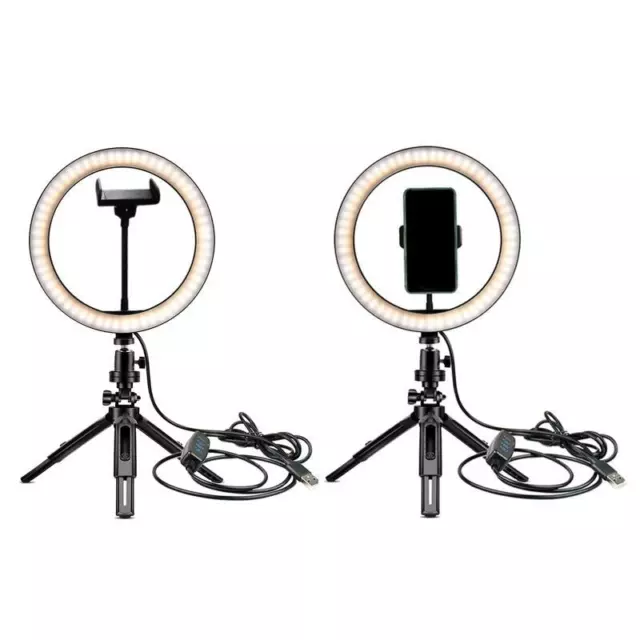 LED Selfie Ring Lamp with Tripod Stand Cellphone Holder Kit Fill Light Bracket