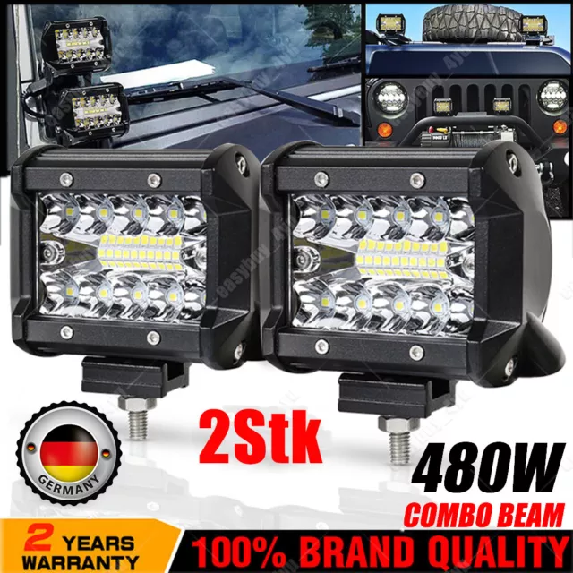 2X 480W LED Arbeitsscheinwerfer Offroad Scheinwerfer 12V 24V Für Jeep SUV Bagger