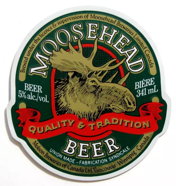Moosehead Breweries Ltd MOOSEHEAD BEER label CANADA 341ml  5% alc./vol.