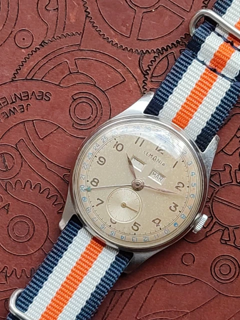RARE VINTAGE LEMANIA Triple Calendar Cal 3300 Swiss Wristwatch Day Date ...
