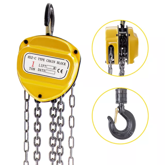 VEVOR Ratchet Chain Hoist Chain Block Hoist 2200lbs/1ton Manual ChainBlock w/ 3m