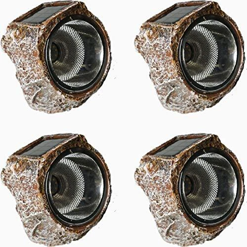 Solar Rock Light Led 4 Pack Waterproof Garden Stone Lights Outdoor 4 Pc