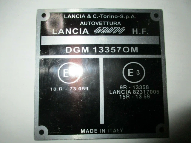 Panneau Plaque D'identification Alfa Romeo 10536 - Pour Giulietta Sprint G.T. Veloce - Neuf