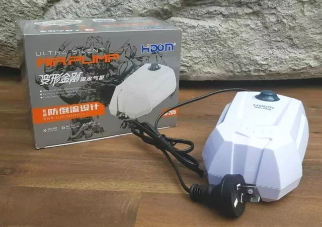 HD-205 Adjustable Silent Aquarium Air Pump Fish Quiet Twin Valve Tropical Marine