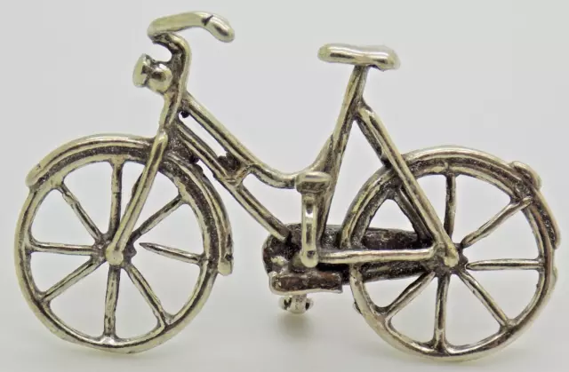 Vintage IN Argento Massiccio Italiano Fatto Casa Delle Bambole Bicycle Miniatura