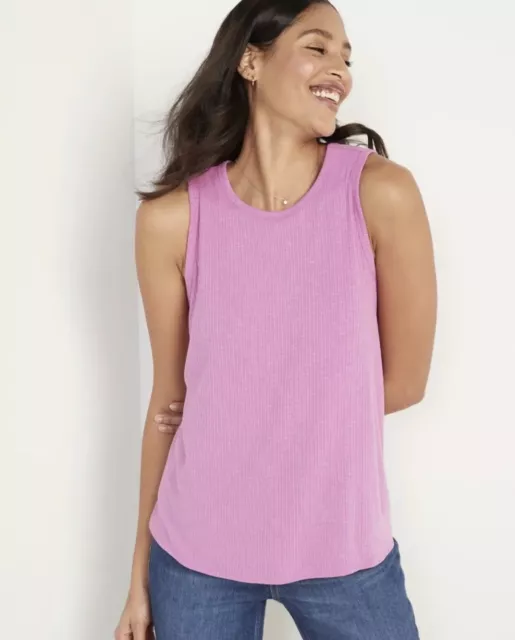 Old Navy Women’s Size XXL ~ Purple Luxe Rib-Knit Swing Tank Top .. $17 NWT