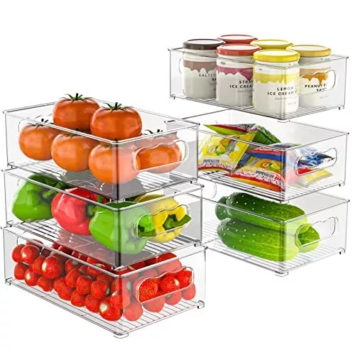 ZIJUND 14 Pack Fridge Organizer, Stackable Refrigerator Organizer Bins with  Lids, BPA-Free Fridge Organizers and Storage Containers for Fruit