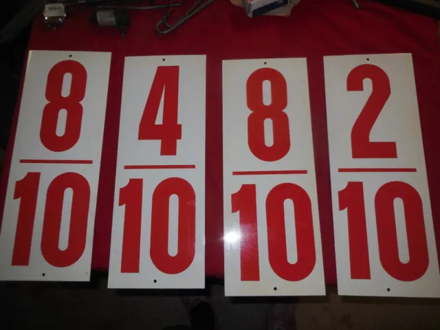 Vintage gas station price board numbers 2 sided red and white 16" x 6 " Man Cave