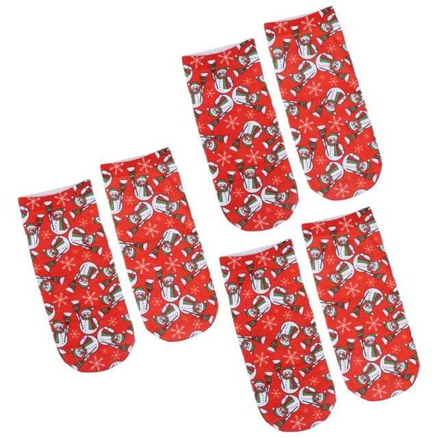 3 paia calze natalizie con stampa 3D materiale poliestere scarpe natalizie