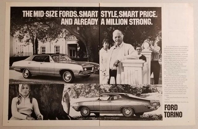 1971 Print Ad Ford Torino 500 SportsRoof & Brougham 4-Door Hardtop