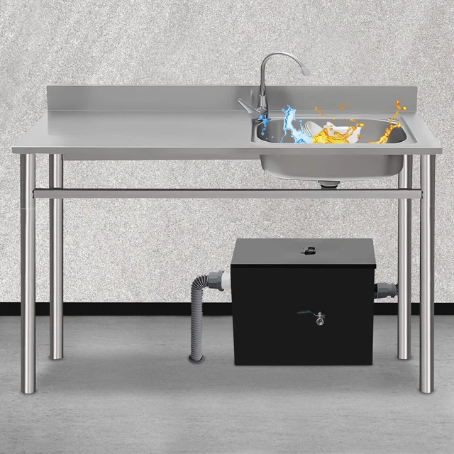 Commercial Grease Interceptor Grease Trap 8 LB 2.7 GPM Steel Interceptor HOT