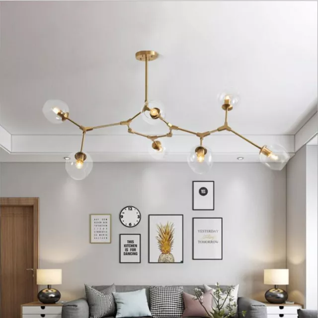 7-Lights Bubble Glass Chandelier Adjustable Branch Pendant Ceiling Lamps Fixture