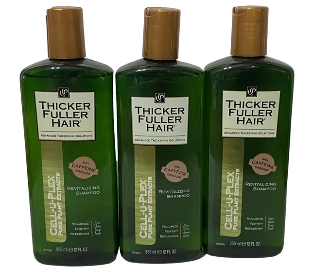 3 Thicker Fuller Hair Shampoo Revitalizing 12 oz ea Cell-U-Plex Caffeine New