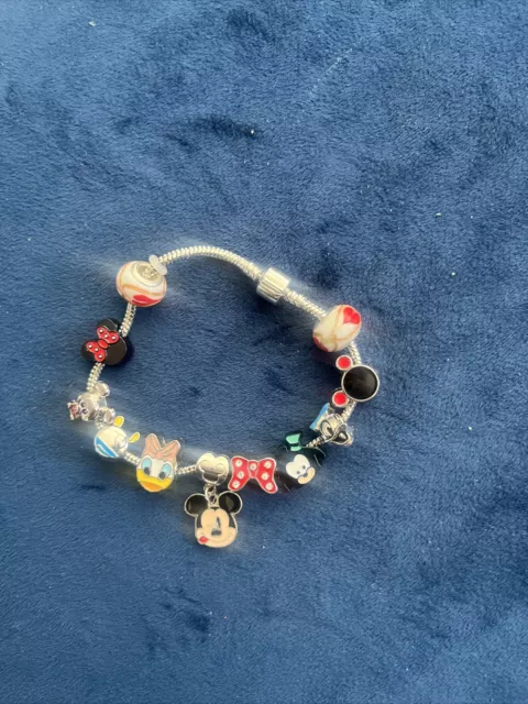 MICKEY MOUSE 11 Charm Bracelet With Claw Clasp