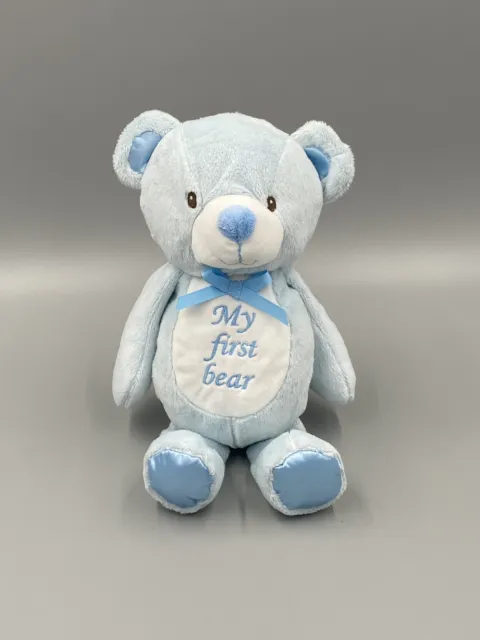 Kellytoy Baby Blue My First Teddy Bear 14" Plush Stuffed Animal Rattle Lovey