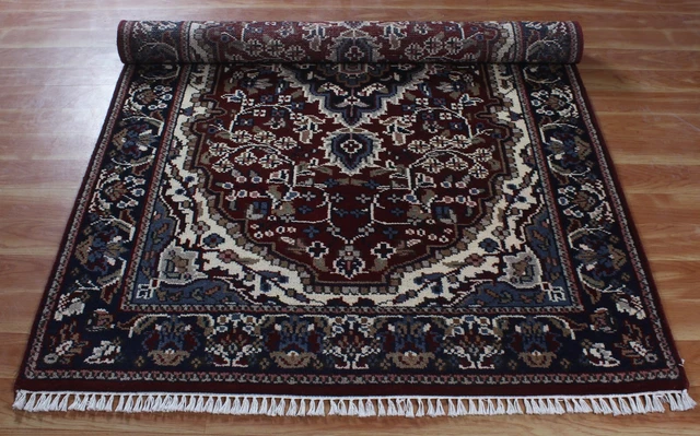 Hand-Knotted Parsian Turkish Red Carpet Living Room Oriental Wool Area Rug 4x6ft