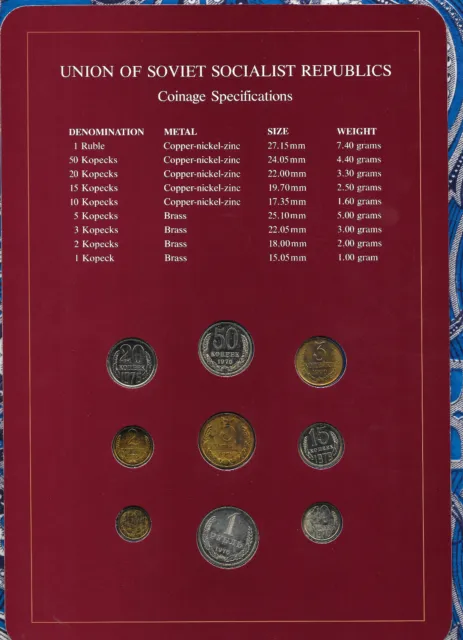 Coin Sets of All Nations USSR Russia w/card 1976-1979 Ruble 50,20 Kopeck 76 UNC 2