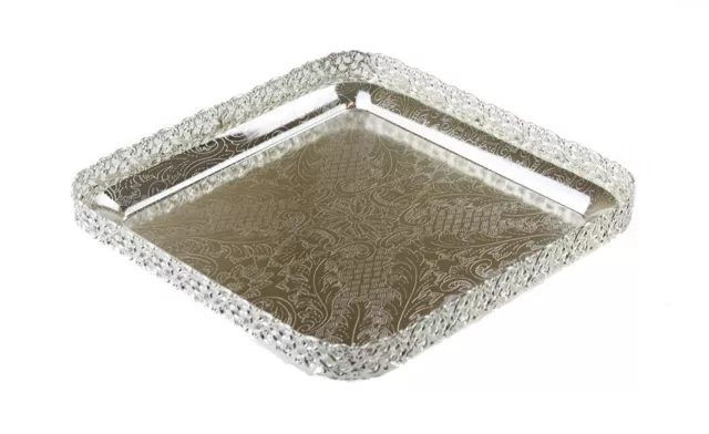 Chrome Silver/Gold Plated Square Platters Serving Tray beauitful design Paandan