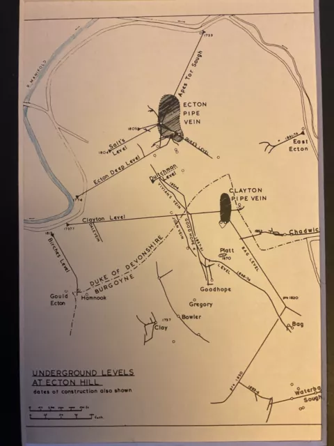 Vintage Map Print , Mining , Miners , Ecton Hill Staffordshire Colliery 2