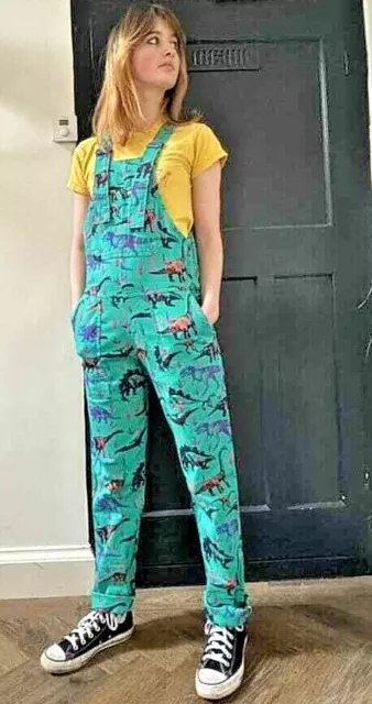 Womens Run & Fly Dungarees Jade Adventure Dinosaurs Dino Style Retro Nerd UNISEX