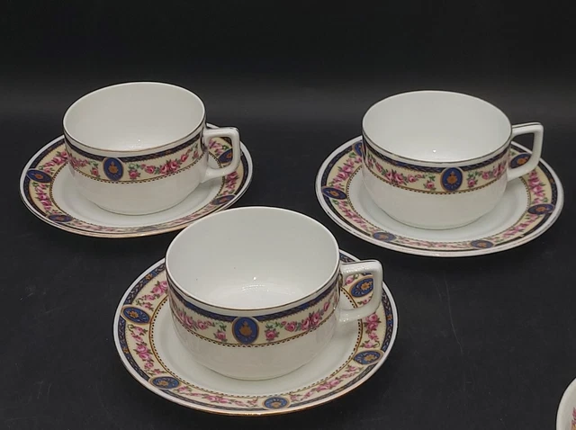 3 TASSES A DEJEUNER OU A CHOCOLAT ANCIENNES PORCELAINE ALLEMANDE D 10 cm XXème 8